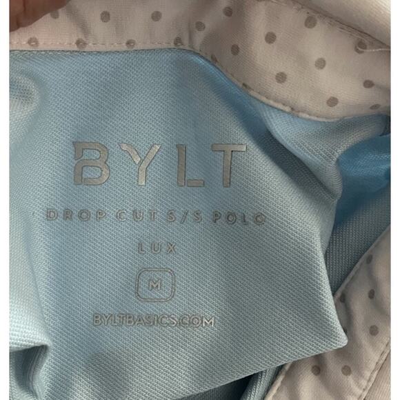 BYLT Mens Drop Cut Short Sleeve LUX Polo Shirt Size M Blue Preppy Golf - Picture 6 of 7